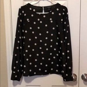 J Crew Black and White Polka Dot Silk Top